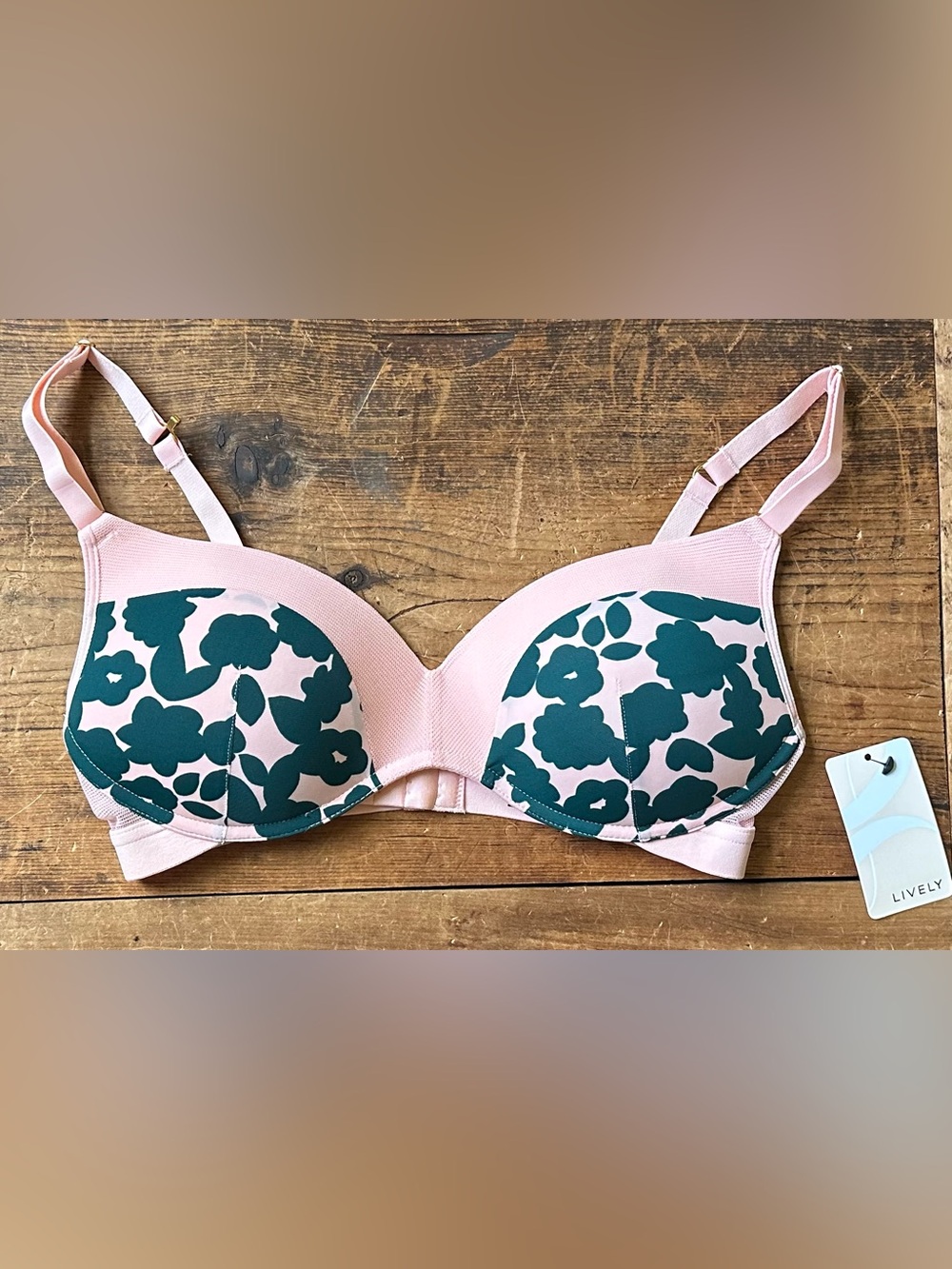 NWT Lively Retro Blooms Soft Cup Convertible Bra 34D NEW Pink Floral Cute